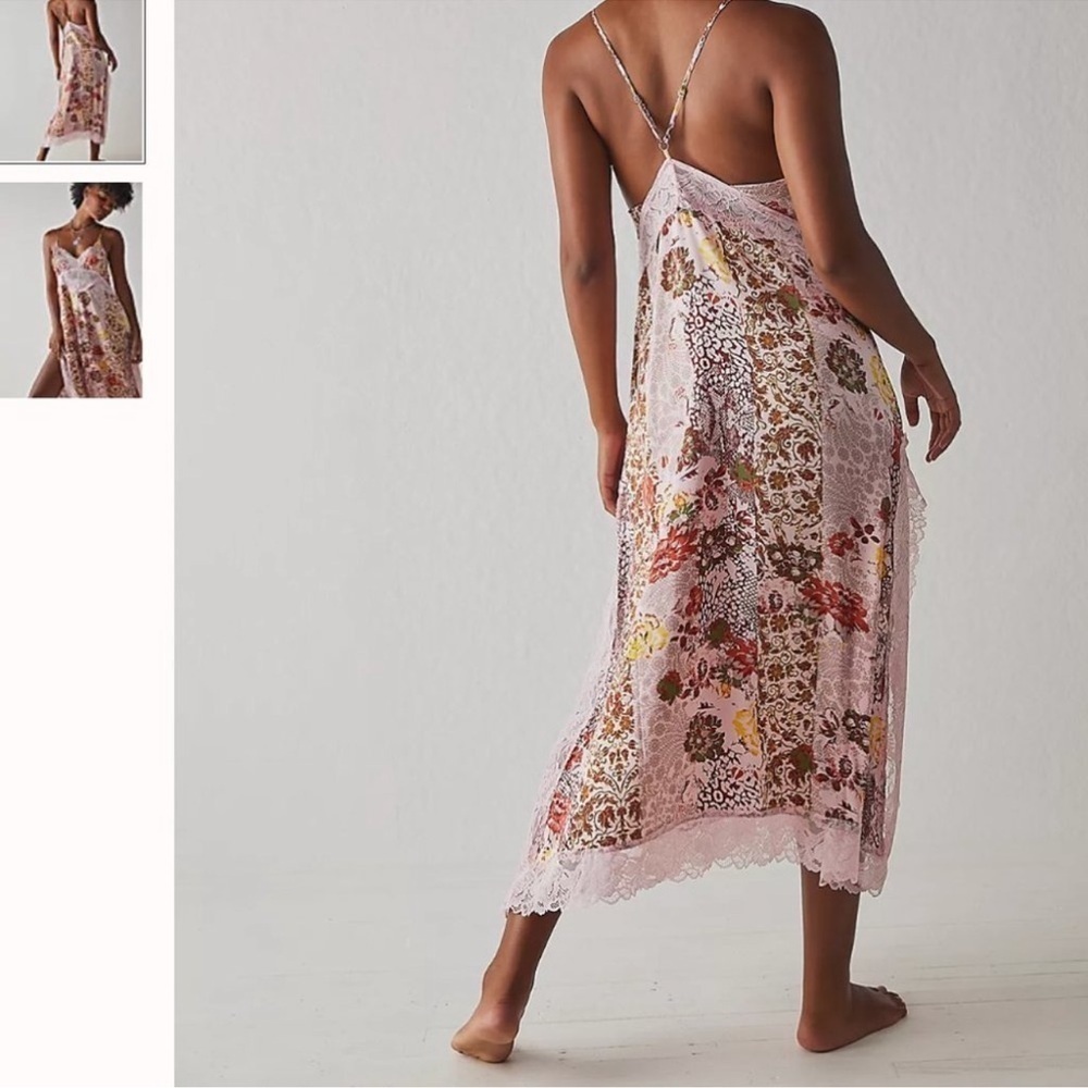 NEW Free People Right Now Midi Slip Dress Pink Blush Combo OB1402081 Small NWT - Picture 2 of 8